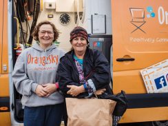 Julie and Glenda, a friend and a volunteer at Orange Sky